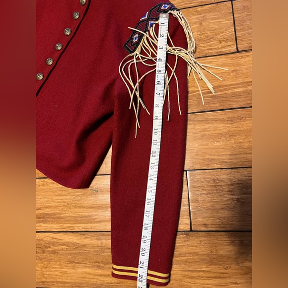 VINTAGE Double D Ranch Western Military Festival Fringe Beaded Wool Red Jacket - Picture 11 of 11